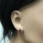 3.16ct Natural Untreated Red Ruby and Diamond 14K Solid Yellow Gold Earrings