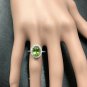 2.80 Carats NATURAL PERIDOT and DIAMOND 14K Solid White Gold Ring