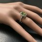2.80 Carats NATURAL PERIDOT and DIAMOND 14K Solid White Gold Ring