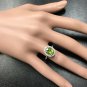 2.80 Carats NATURAL PERIDOT and DIAMOND 14K Solid White Gold Ring