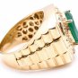 5.70Ct Natural Emerald and Diamond 14K Solid Yellow Gold Men's Ring