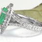 3.50 Carats Natural Colombian Emerald & Diamond 14K Solid White Gold Ring