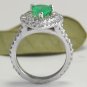 3.50 Carats Natural Colombian Emerald & Diamond 14K Solid White Gold Ring