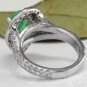 3.50 Carats Natural Colombian Emerald & Diamond 14K Solid White Gold Ring