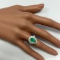 3.50 Carats Natural Colombian Emerald & Diamond 14K Solid White Gold Ring