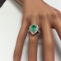 3.50 Carats Natural Colombian Emerald & Diamond 14K Solid White Gold Ring