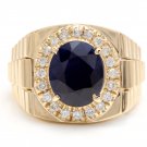 8.70Ct Natural Diamond & Sapphire 14K Solid Yellow Gold Men's Ring