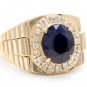 8.70Ct Natural Diamond & Sapphire 14K Solid Yellow Gold Men's Ring