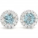 3.75ct Natural Aquamarine and Diamond 14K Solid White Gold Earrings