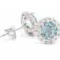 3.75ct Natural Aquamarine and Diamond 14K Solid White Gold Earrings