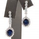 6.70Ct Natural Sapphire and Diamond 14K Solid White Gold Earrings