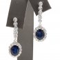6.70Ct Natural Sapphire and Diamond 14K Solid White Gold Earrings
