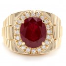 10.70Ct Natural Diamond & Ruby 14K Solid Yellow Gold Men's Ring