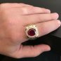 10.70Ct Natural Diamond & Ruby 14K Solid Yellow Gold Men's Ring