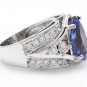 7.00 Carats NATURAL TANZANITE and DIAMOND 14K Solid White Gold Ring