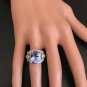7.00 Carats NATURAL TANZANITE and DIAMOND 14K Solid White Gold Ring