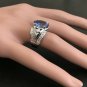 7.00 Carats NATURAL TANZANITE and DIAMOND 14K Solid White Gold Ring