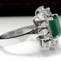4.56Ct Natural Emerald & Diamond 14K Solid White Gold Ring