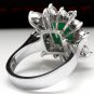 4.56Ct Natural Emerald & Diamond 14K Solid White Gold Ring