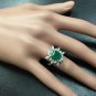 4.56Ct Natural Emerald & Diamond 14K Solid White Gold Ring