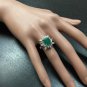 4.56Ct Natural Emerald & Diamond 14K Solid White Gold Ring