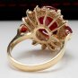 6.00 Carats Natural Red Ruby and Diamond 14K Solid Yellow Gold Ring