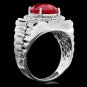 10.20Ct Ruby and Natural Diamond 18K Solid White Gold Men's Ring
