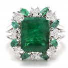 7.30Ct Natural Emerald & Diamond 14K Solid White Gold Ring