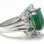 7.30Ct Natural Emerald & Diamond 14K Solid White Gold Ring