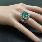7.30Ct Natural Emerald & Diamond 14K Solid White Gold Ring