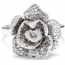 Beautiful 14K Solid White Gold Flower Ring