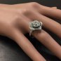 Beautiful 14K Solid White Gold Flower Ring