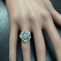 Beautiful 14K Solid White Gold Flower Ring