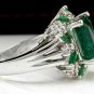 6.90Ct Natural Emerald & Diamond 14K Solid White Gold Ring