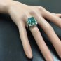 6.90Ct Natural Emerald & Diamond 14K Solid White Gold Ring