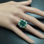 6.90Ct Natural Emerald & Diamond 14K Solid White Gold Ring