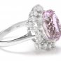 8.40 Carats NATURAL KUNZITE and DIAMOND 14K Solid White Gold Ring