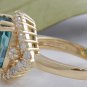 8.70 Carats NATURAL BLUE ZIRCON and DIAMOND 14K Solid Yellow Gold Ring