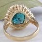 8.70 Carats NATURAL BLUE ZIRCON and DIAMOND 14K Solid Yellow Gold Ring