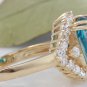 8.70 Carats NATURAL BLUE ZIRCON and DIAMOND 14K Solid Yellow Gold Ring