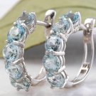 2.40 Carats Natural Aquamarine 14k  Solid White Gold Huggie Earrings