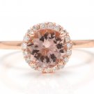 2.25 Carats Natural Morganite and Diamond 14K Solid Rose Gold Ring