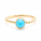 Splendid Natural Turquoise 14K Solid Yellow Gold Ring