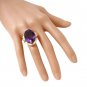 25.25 Carats Natural Amethyst and Diamond 14K Solid Yellow Gold Ring