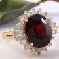 10.10 Carats Natural Red Garnet and Diamond 14K Solid Yellow Gold Ring
