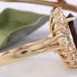 10.10 Carats Natural Red Garnet and Diamond 14K Solid Yellow Gold Ring