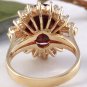 10.10 Carats Natural Red Garnet and Diamond 14K Solid Yellow Gold Ring