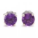1.80 Carats Natural Amethyst 14K Solid White Gold Martini Stud Earrings
