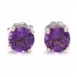 1.80 Carats Natural Amethyst 14K Solid White Gold Martini Stud Earrings