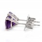 1.80 Carats Natural Amethyst 14K Solid White Gold Martini Stud Earrings